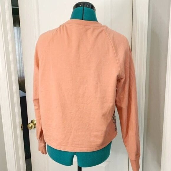 Akemi & Kin Peach Embroidered Beaded Bohemian Beaded Crew Neck Long Sleeve Shirt - Picture 6 of 10